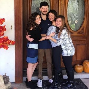 Cute patchwork patterned sueded zip up front skirt